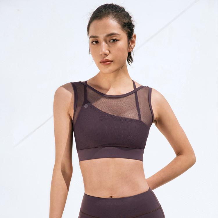 

Sports Underwear Feminine Sleeveless Backless Push Up Mesh Back Fitness Bra Quick-Drying Shockproof Running Top Yoga Vest Women, Black