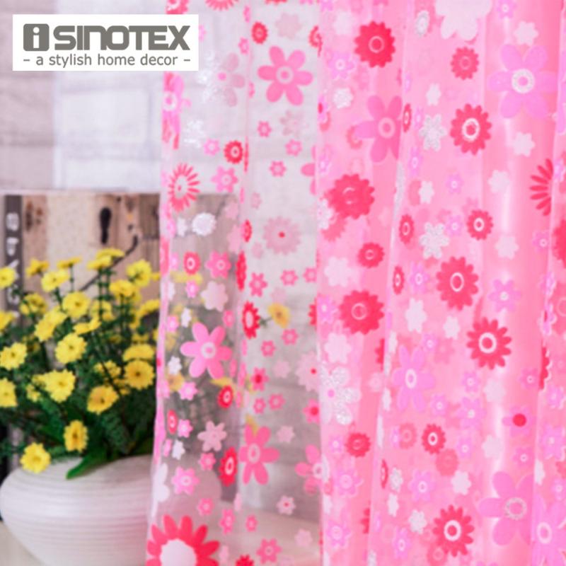 

1PCS/Lot iSINOTEX Window Curtain Panel Floral Sheer Screening Transparent Living Room Fabric Tulle Voile, Red for hooks