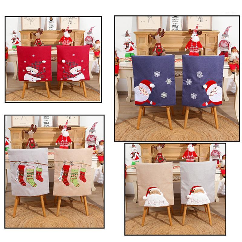 

1PC Christmas Chair Cover Non Woven Dinner Chair Cover Household Xmas New Year Back Covers Decoration Slipcover Seat1
