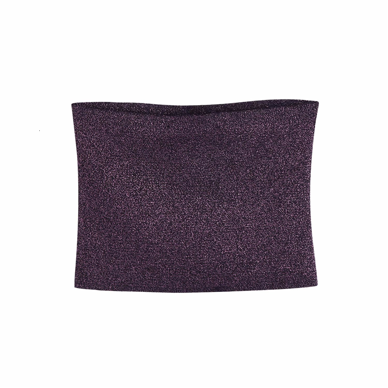 

2021 New Sweet Women Sexy Metallic Knit Sweaters Fashion Ladies Purple Knitted Short Tops Elegant Female Chic Elastic Pullover Ry6r