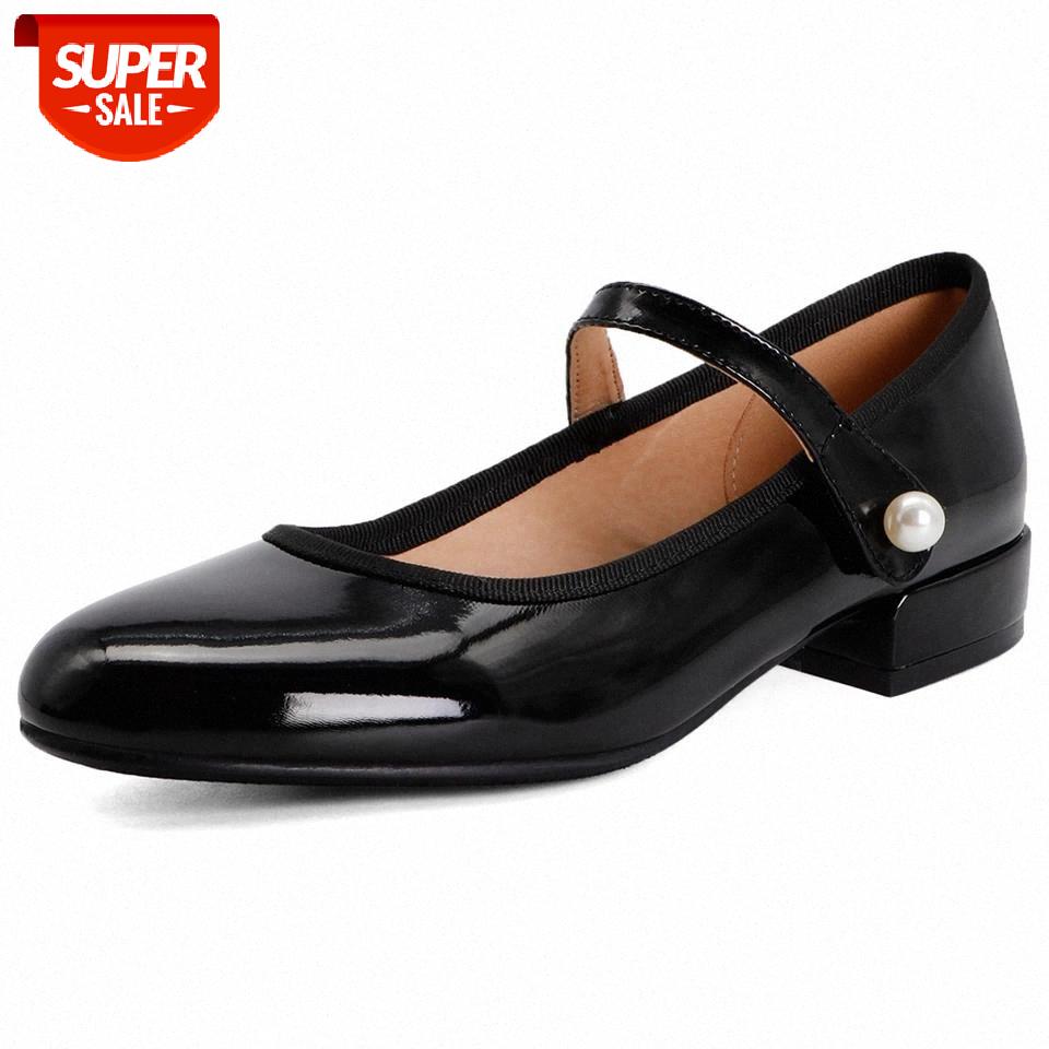 

RIBETRINI Fashion New Girl Sweet Loli Cos Shoes Round Toe Pearl Women Pumps Kawaii Solid Spring Japanese Style Pumps #2K9F