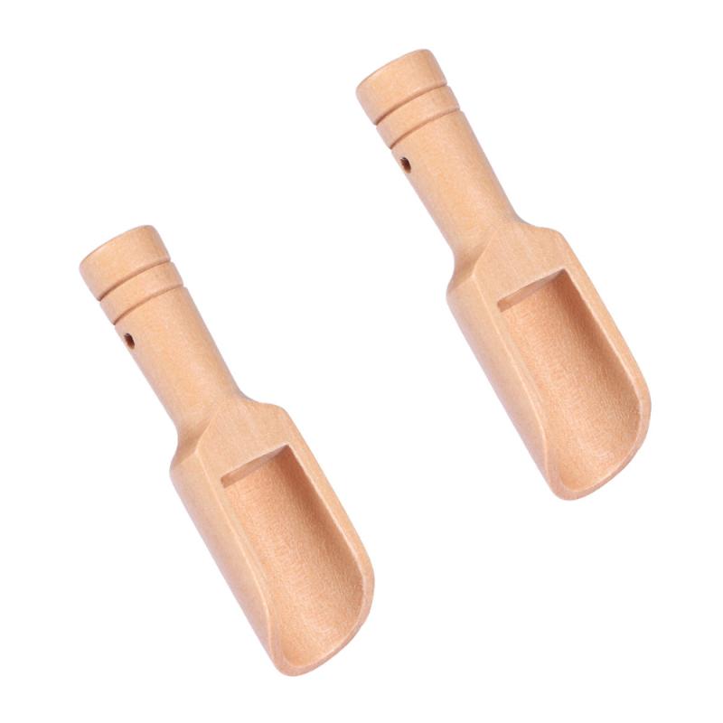 

2pcs Wooden Round Handle Scoop Teaspoon Small Salt Shovel Milk Scoops