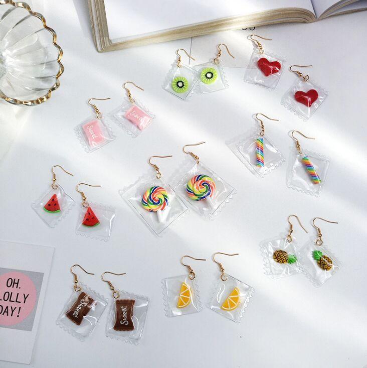 

Cute Candy fruits Spun sugar New design stylish drop earrings for women girls elegant Adorable Funny fashion jewelry Earrings