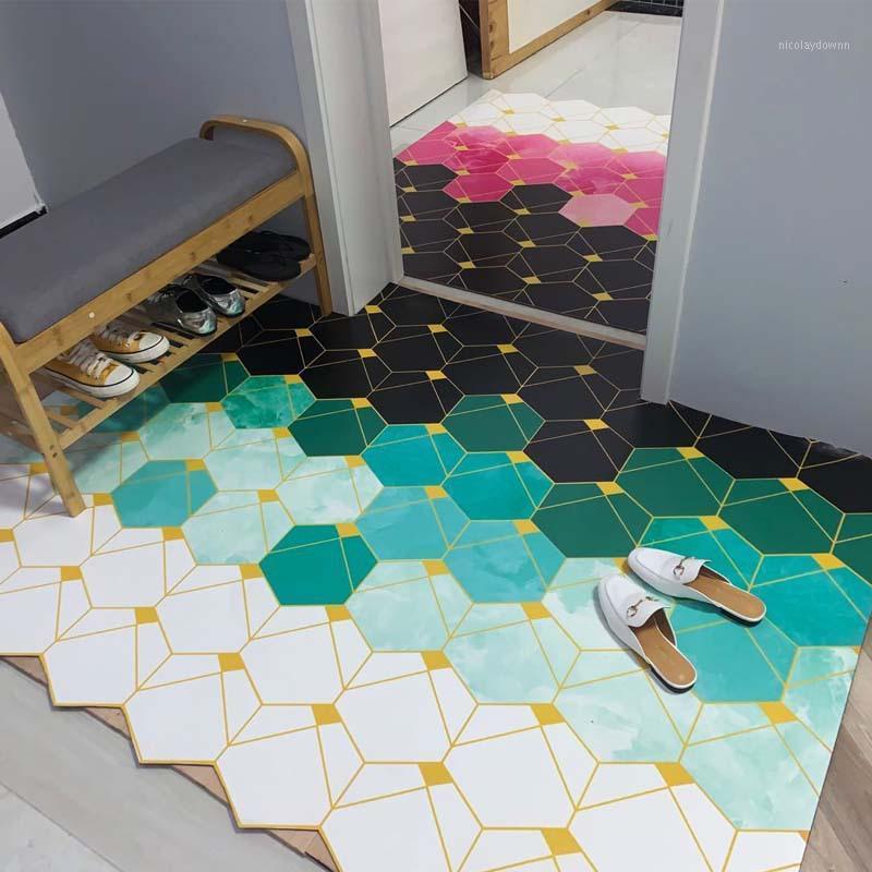 

Leather floor mat Entry door mat waterproof Custom-made carpet bathroom non-slip rug kitchen oilproof floor Entrance carpet1, B-rectangular-h