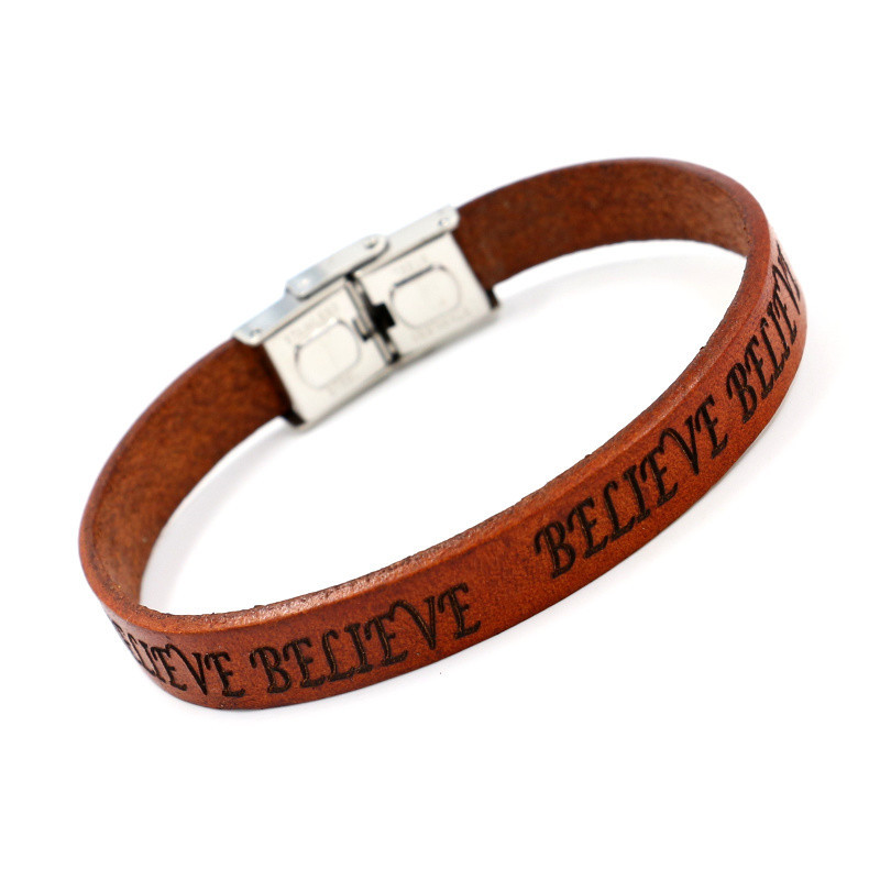 

Believe Bracelet Stainless steel buckle leather Multilayer wrap bracelets bangle cuff women men fashion jewelry will and sandy gift