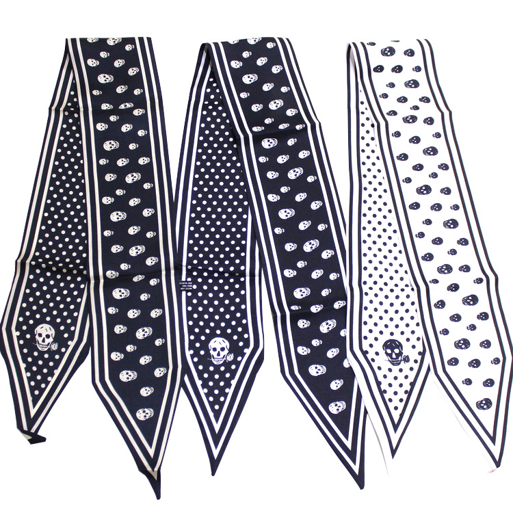 

Women Scarf Double-sided Polka Dot Tie Bag Small Silk Ribbon Streamer Headband High Quality