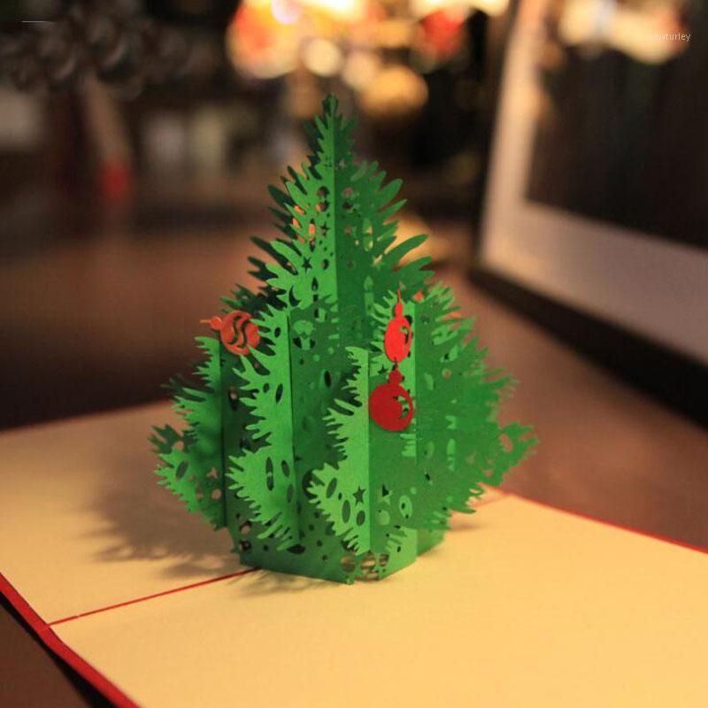 

Christmas Tree Paper Greeting Card 3D Sculpture Folding Invitation Card Christmas Decoration Supplies1