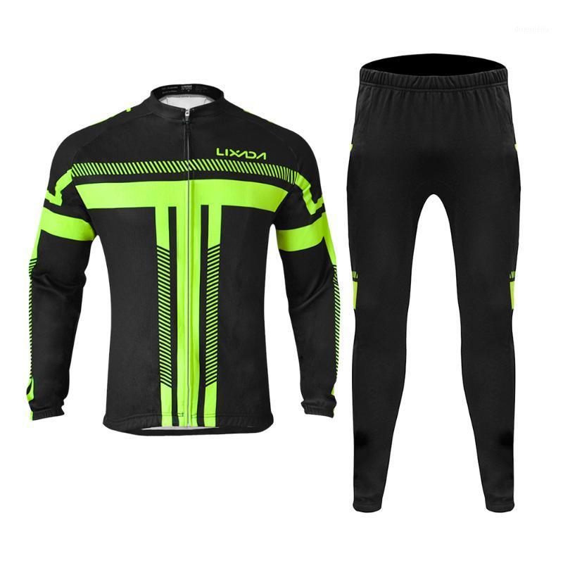 

Lixada 2020 Winter Long Sleeve Men's Cycling Jersey Set Thermal Fleece Windproof Cycling Jacket Clothing Coat 3D Padded Trousers1, As pic