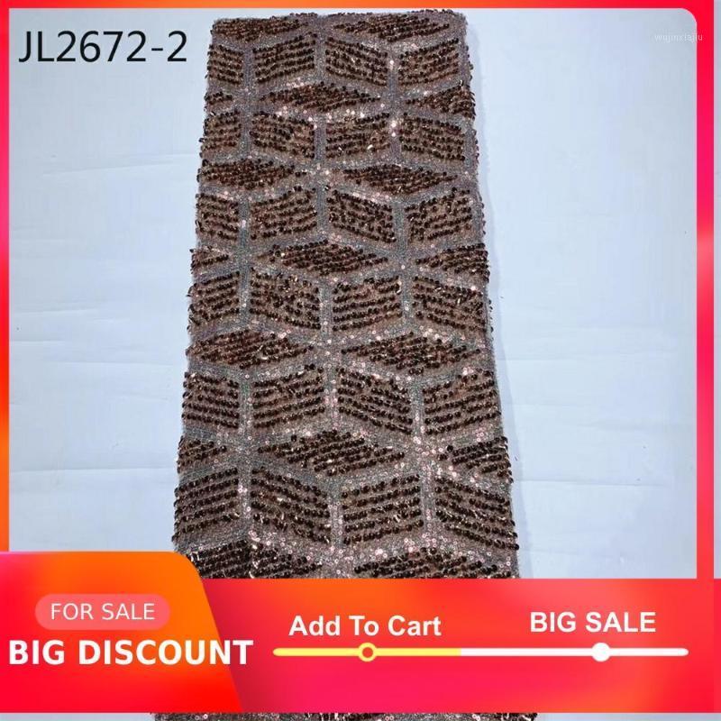 

New arrival embroidered sequin fabric lace embroidered fabric 5 yards JL2672 french net lace 5 yards shinny clothing1