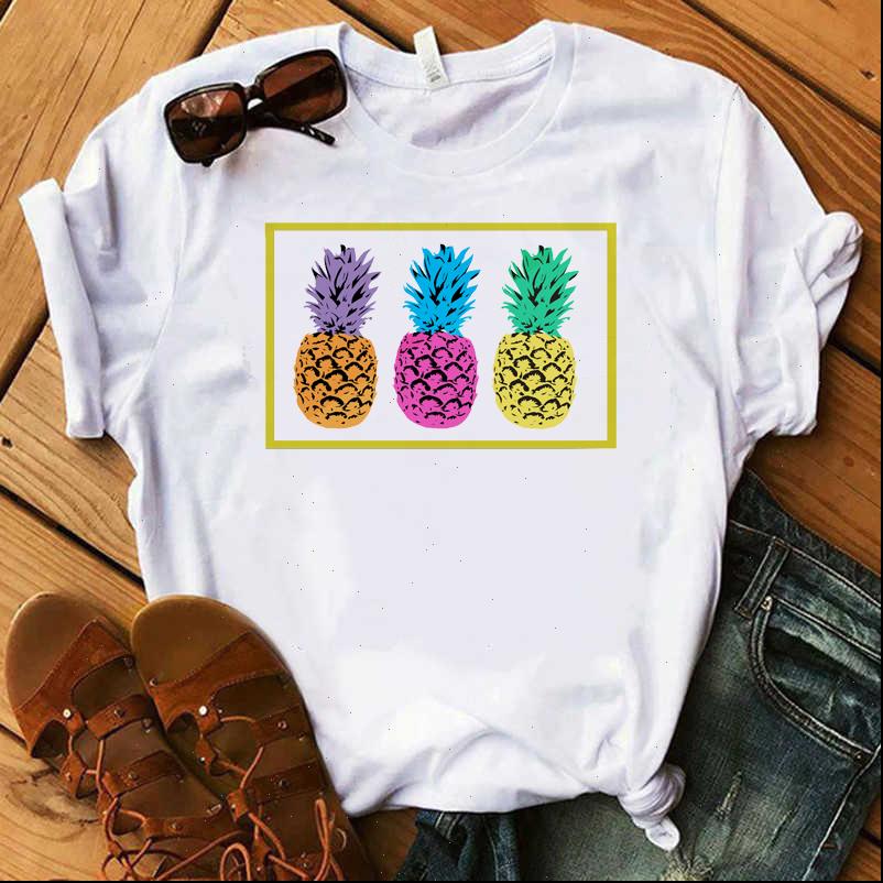 

fashion women t shirts casual pineapple fruit graphic printed ladies female tshirt tees printed clothes tshirt mujer camisa, White