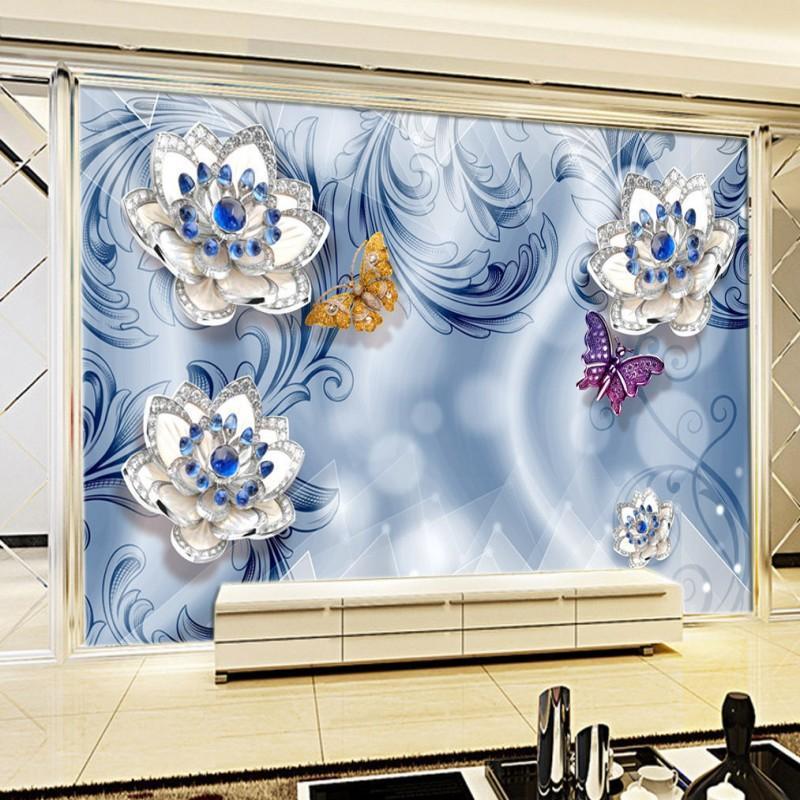 

Drop Shipping Wallpaper Blue Blue White Porcelain Embossed Flowers Jewelry Background Wall Wallpaper Custom High Quality Mural1, As pic
