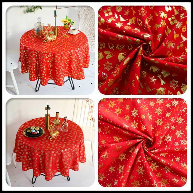 

Christmas Tree Table Cloth Round Red Gold Print Table Cover For Home Decoration Party Tablecloth Nappe De1