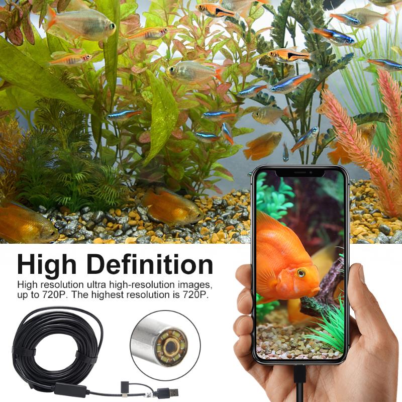 

For Android LED Lights 720P Inspection Borescope Underwater Mobile Phones 3 In 1 Interface Industrial Tap-C USB