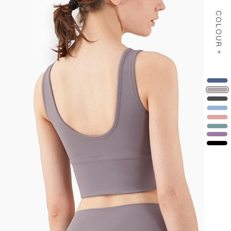 

Workout Sports Bra Women Running Crop Top Yoga for Woman Breastplate Seamless Sport Push Up Tops Padded Fitness Support Gym Vest, Black