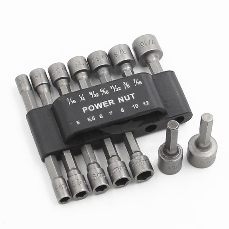 

9/14 Pcs/Set Magnetic Hex Socket Sleeve Wrench Set Nozzles Nut Driver Screwdriver Accessories 5-13mm Powerful Drill Tool