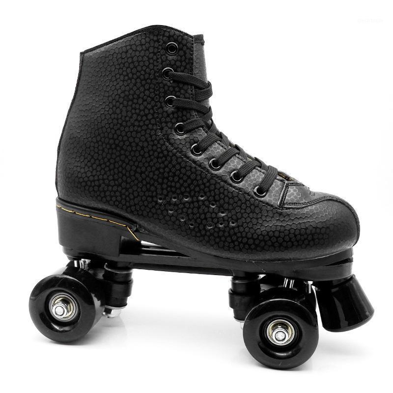 

2020 Hot Sale Double Row Roller Skates Adult Pulley Flash Woman Beginner Four-Wheel Outdoor Sports Roller Skates1, Black without light