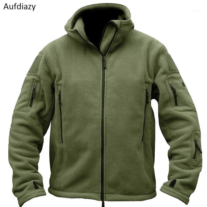 

Aufdiazy Men Autumn Winter Fleece Tactical Jackets Outdoor Sports Hiking Male Thermal Hooded Jackets OM0401, Men brown