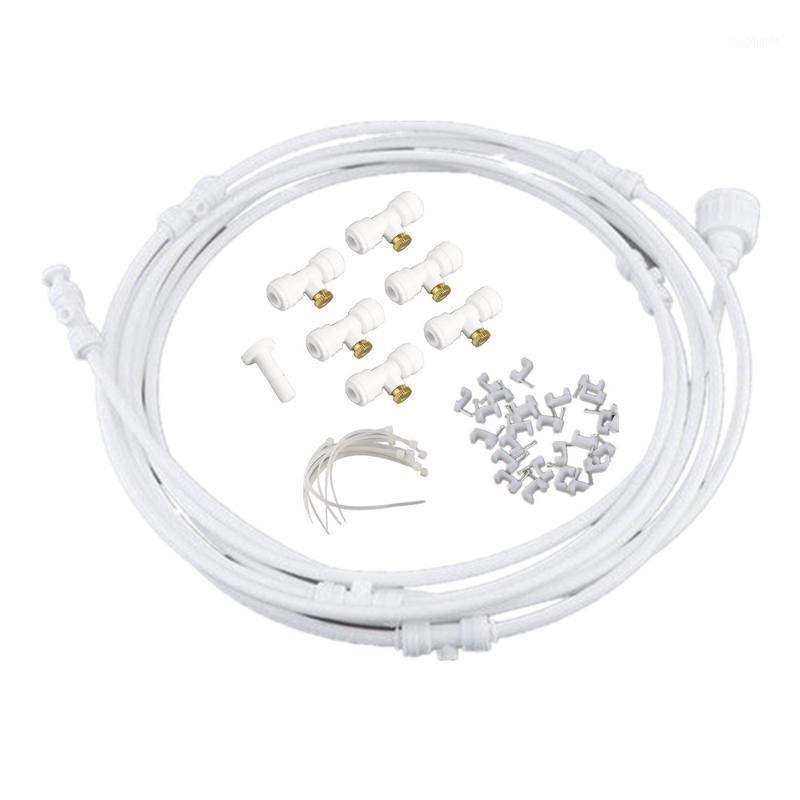 

6m/ 9m Outdoor Misting Fan Cooling System Patio Mist Sprinkler White Hose with Nozzles Watering Kit1, 6m pipe 6pcs nozzels