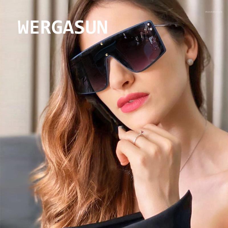 

WERGASUN 2020 Brand Sunglasses Women Gradient Lens Flat Top Oversized Shadow Shield Ladies Sun glasses Shade UV4001