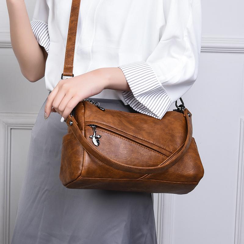 

woman shoulders leder bags leather crossbody bags Women Fashion Shoulder Bag Main Luxury Handbags Women Designer Sac A Main, Black