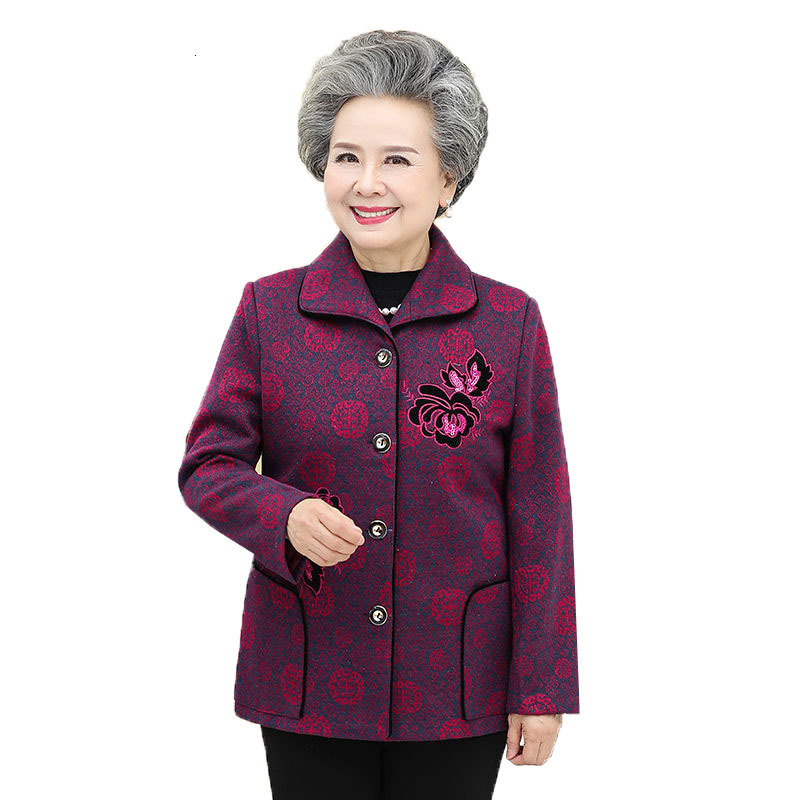 

Old Ladies Autumn Winter Middle-aged Mother Jacket Long Sleeve Outerwear Female More Hot Velvet Plus Casual Size Tops R830 U6gu, Purple
