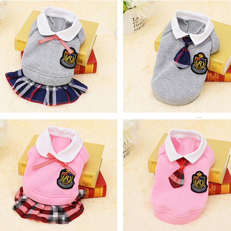 

School Style Pet Dog Clothes Cat Chihuahua Clothing Dress Pugs Puppy Coat Outfit For Small Dog Clothes Roupa Para Cachorro 4S1, Grey suit