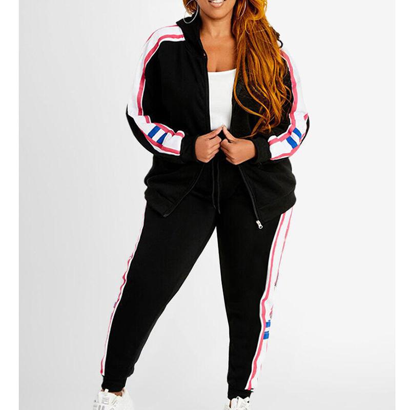 

Fashion Two Piece Set Long Sleeve Print Hooded Sport Casual Elegant Zipper Women Sets Autumn Winter Women Sportswear Set, As pic