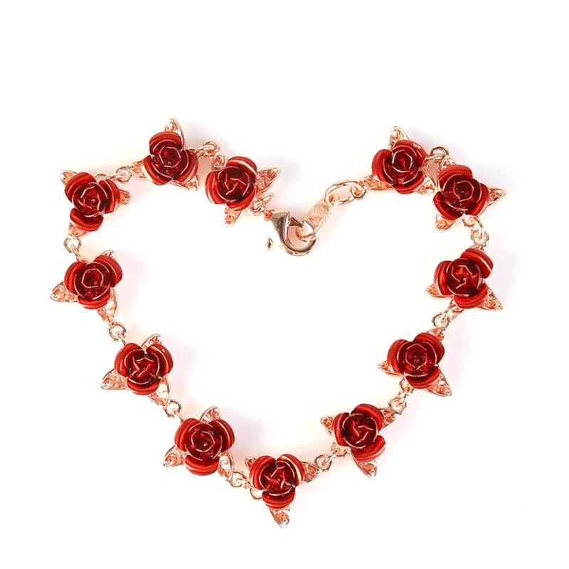 

Red Rose Flowers Wrist Chain Charm Mother's Day Gift For Women Wedding Party Party favors