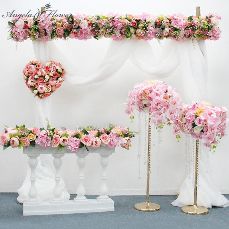 

Orginal Design 50/100cm Artificial Flower Row Wedding Backdrop Decor Flower Arrangement Table Runner For Party Event Stage Props, White