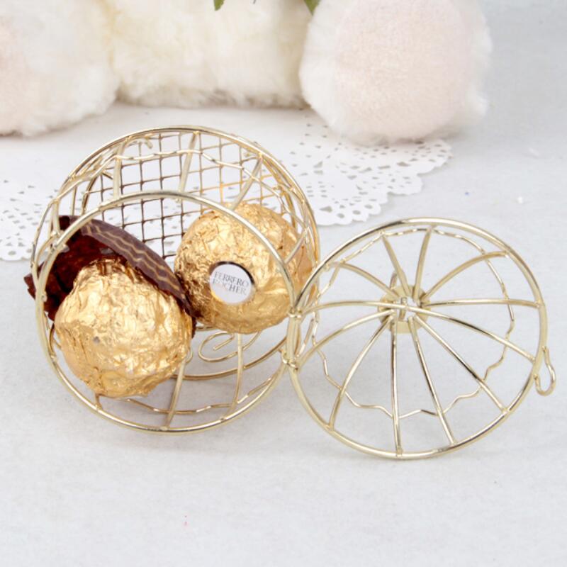 

Gold Wedding Favor Box Gift Wrap European romantic wrought iron birdcage party candy tin boxes for Event Favors