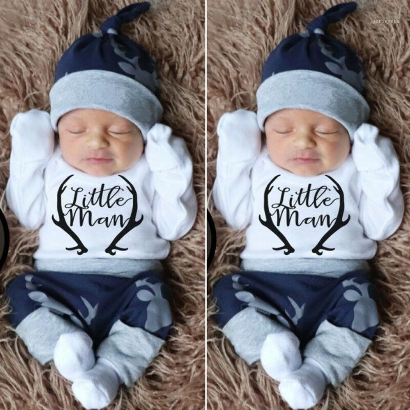 

Christmas Winter Autumn 3PCS Newborn Baby Boy Clothes Costume Little Man Romper Deer Leggings Hat Warm Outfit Infant Clothes1