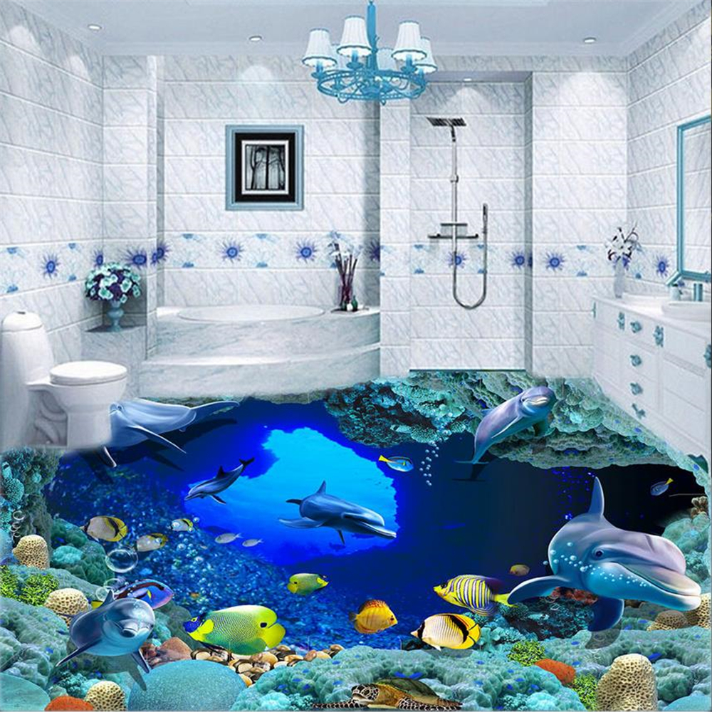 

3d stereoscopic wallpaper beautiful scenery wallpapers 3d landscape wallpaper ocean dolphin floors, Blue