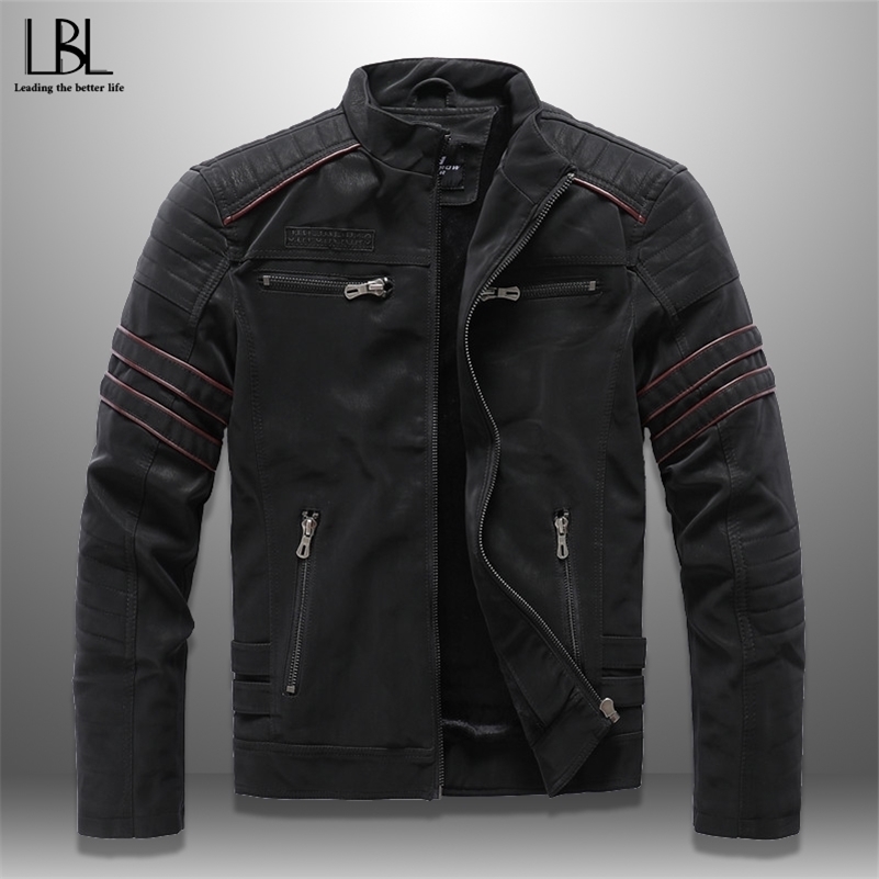 

Autumn Mens Casual Leather Jacket Winter Inner Fleece Cargo Coat PU Leather Waterproof Zip Sleeve Fashion Pattern Jaqueta 201104, Kh8809 armygreen
