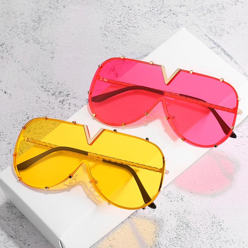 

Sunglasses 1pcs Fashion Shield For Women Men Vintage Oversized Metal Frame Sun Glasses Uv400 Hip Hop Punk Eyewear Black