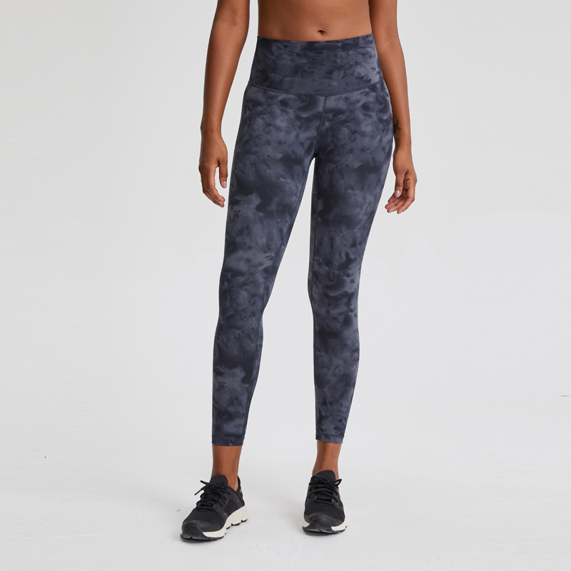 

2021 New 7/8 Exploring Tie Dye Women Pants Naked Feel High Waisted Yoga Squat Proof Gym Leggings J98x, Black