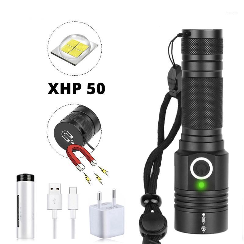 

Super XHP50 LED waterpoof bright torch zoomable with magnet rechargeable camping light led lamp1