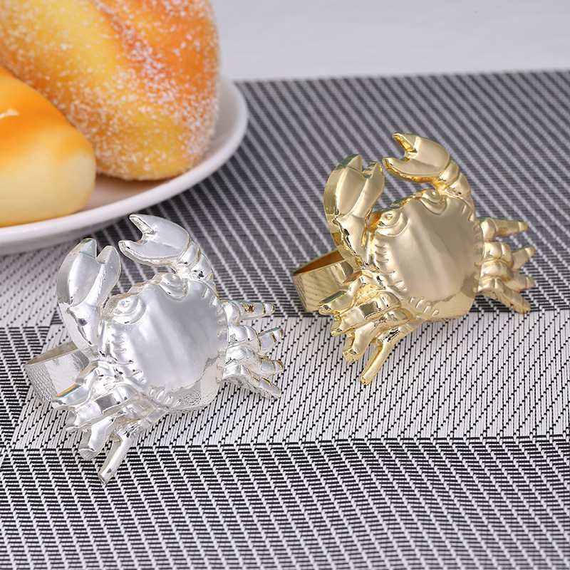 

6pcs/lot European creative napkin ring metal crab napkin buckle high-end hotel restaurant table ring