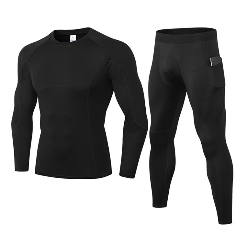 

Fanceey Thermal Underwear Men Compression Sets Sweat Quick Drying Thermo Underwear Male Clothing Winter Long Johns Plus Size, Black