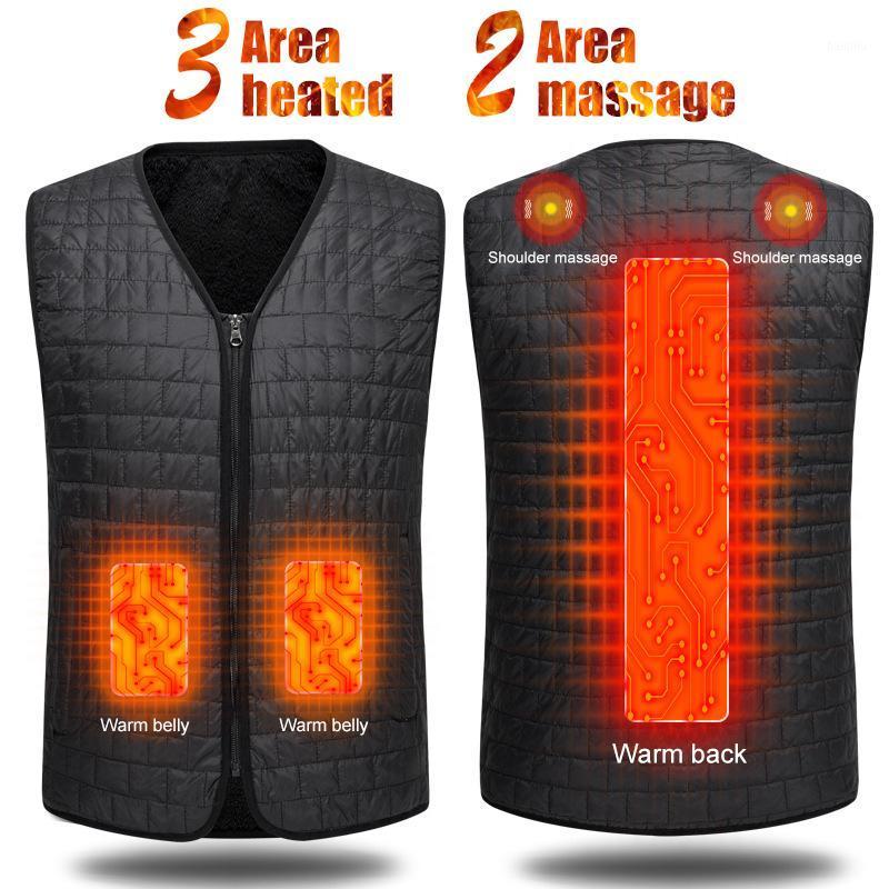 

PARATAGO Winter Warm Heating Vest Smart Shoulder Massage Men Women Heated Jacket Middle-aged USB Fever Recharge Clothes P81811, Black