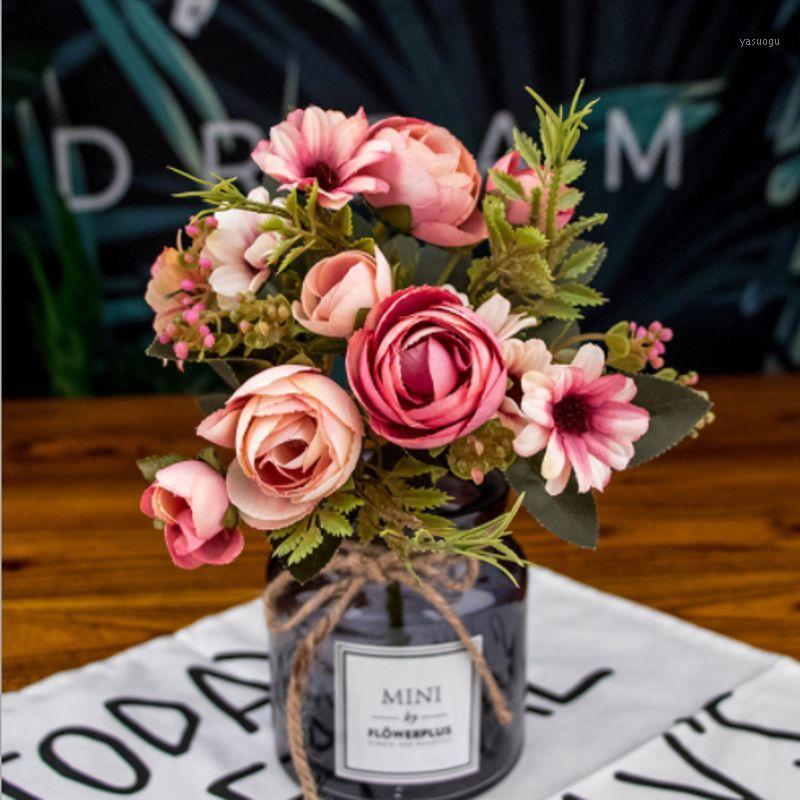 

Fake rose silk flower fall Gerbera Daisy artificial plastic flower for wedding home accessories decoration room decor1