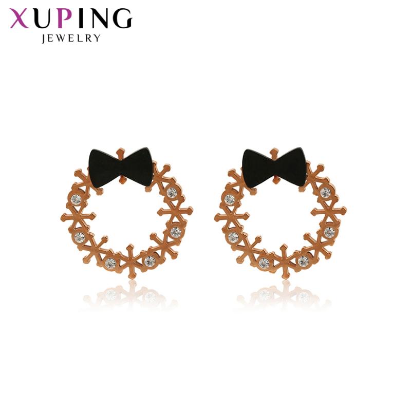 

Xuping Stud Earrings Popular Stainless Steel Jewelry Lovely Family Gift Temperament Women 98920, Golden;silver
