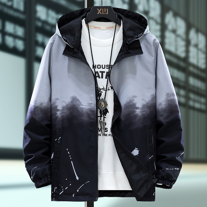 

Casual Men Jacket on both sides Gradient Hooded 2020 Top quality New Autumn Jackets and Streetwear Men's Clothing Plus Size 7XL, Blue