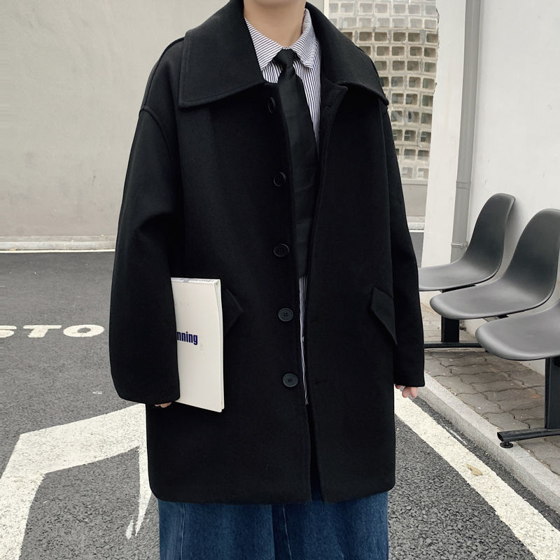 

Blouse 2021 Male Autumn Thin New Winter Pure Hot Medium Long Jacket Youth Wear 9649, Black