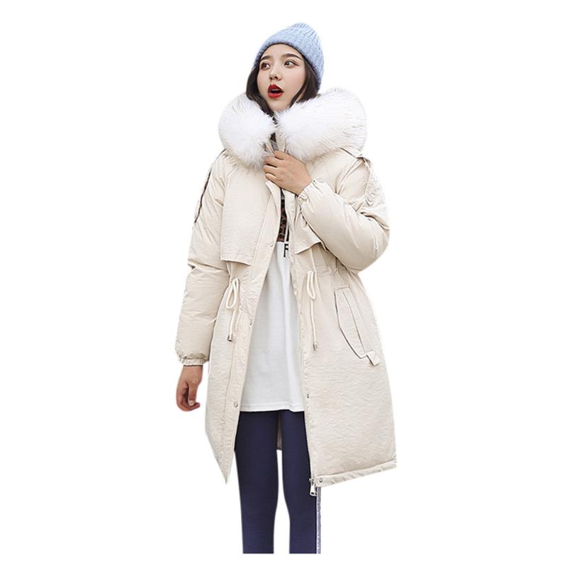 

FREE OSTRICH Fashion Loose Jacket Women's Long Loose Cotton-padded Jackets Parkas Thick Warm Outwear Coats With Faux Fur Hooded, Blue