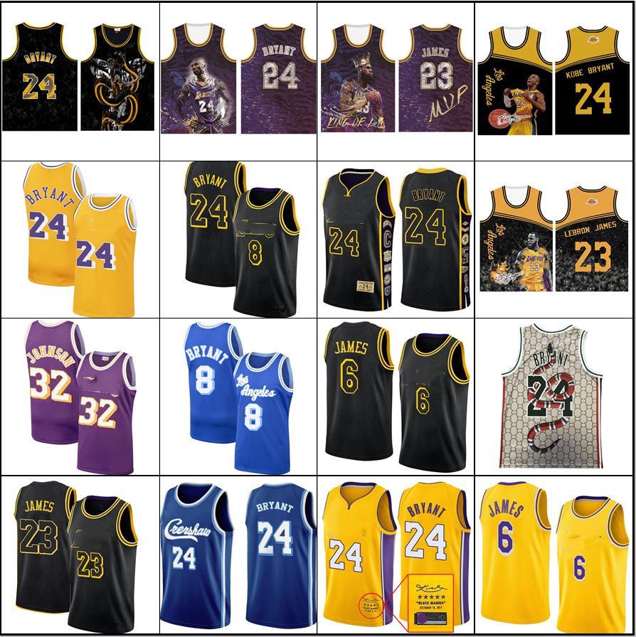 

James 23 LeBron Jersey 2020 2021 New Los Angeles Lakers Kobe 8 24 BRYANT Basketball Jerseys black Mamba Men, Black;red
