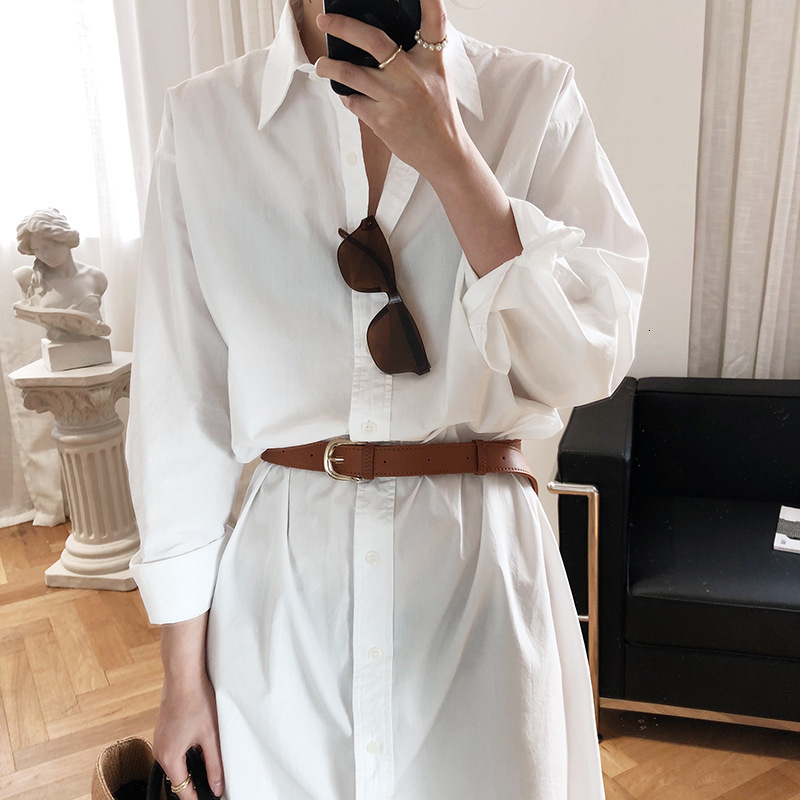 

2021 New White Long Cotton Turn Down Collar Women Tops and Blouses Boho Shirt Blusas Roupa Feminina Outwear Cqw3