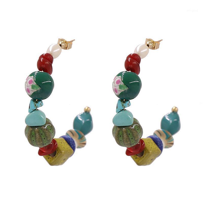 

Hoop & Huggie 2021 Ethnic Boho Beach Bead Earring Personality Elegant Statement Shell Polymer Clay For Women Gift1