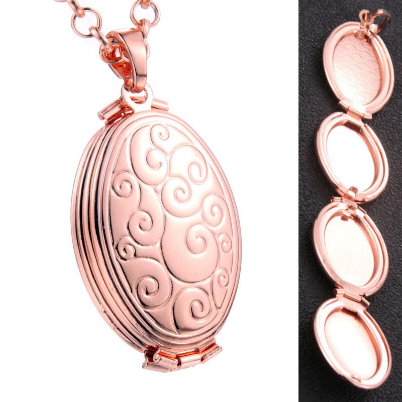 

Fashion Photo Frame Memory Locket Pendant Necklace Plata/Gold Color Romantic Vintage Rose Flower Jewelry Valentine Lover Gift
