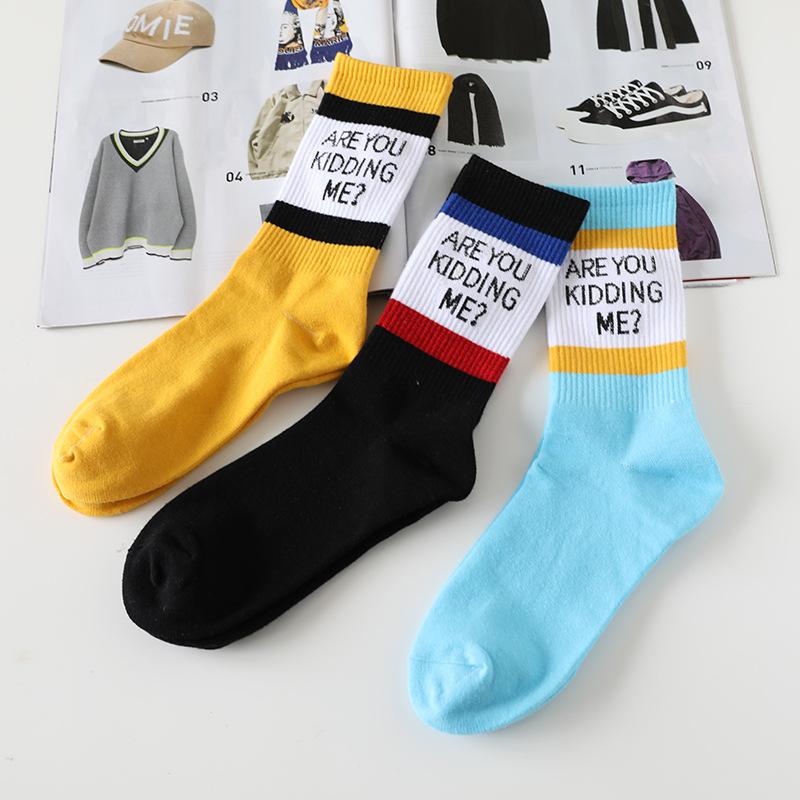 

Letter English Harajuku Cute Funny Socks Japanese Street Socks Women Jacquard Skarpetki Damskie Calcetines Mujer, Blue