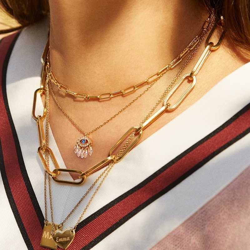 

2020 BA Multilayer Chain Necklace Women's Metal Cable Chain Zinc Alloy Geometric Bohemia Party Gift Clothes Accessories Necklace